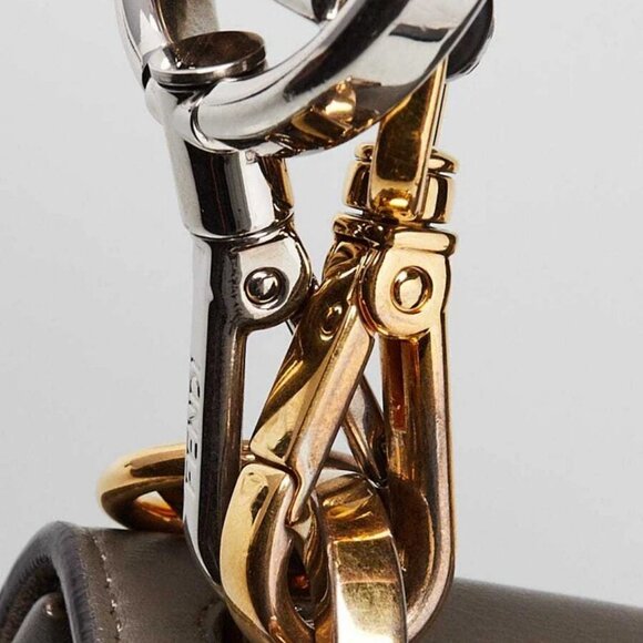 Fendi Grey Leather Kan I F Logo Shoulder Bag - Picture 5 of 12